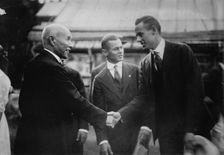 Count Okuma welcomes Paul Des Jardien of Chicago baseball team, 11/18/15, 1915. Creator: Bain News Service