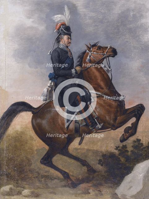 Count Matvei Ivanovich Platov (1757-1818) on horseback, 1800s. Artist: Anonymous  