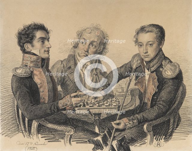 Count Zakhar Semjonovich Kherkheulidze (1797-1856), Baron Alexei Ivanovich Cherkasov (1799-1855). Creator: Hampeln, Carl, von (1794-after 1880).