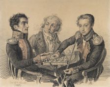 Count Zakhar Semjonovich Kherkheulidze, Baron Alexei Ivanovich Cherkasov with an Unknown, 1820. Creator: Hampeln, Carl, von (1794-after 1880)