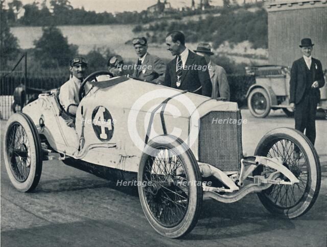 'Count Zborowski, the younger, on a Mercedes', 1937. Artist: Unknown.