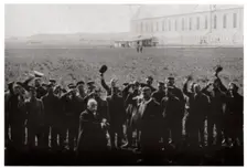 Count Zeppelin saluted by members of the naval airship fleet, Germany, 1914-1917 (1933)