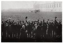 Count Zeppelin saluted by members of the naval airship fleet, Germany, 1914-1917 (1933)