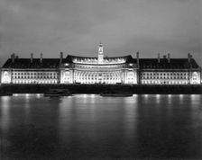 County Hall by night, London, c1955. Creator: Arthur Charles Kirby Ware
