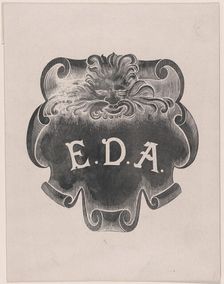 Counterproof of an impression from a name plate for Edward D. Adams, ca. 1892. Creator: Alphonse Legros