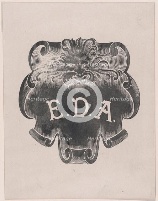 Counterproof of an impression from a name plate for Edward D. Adams, ca. 1892. Creator: Alphonse Legros.