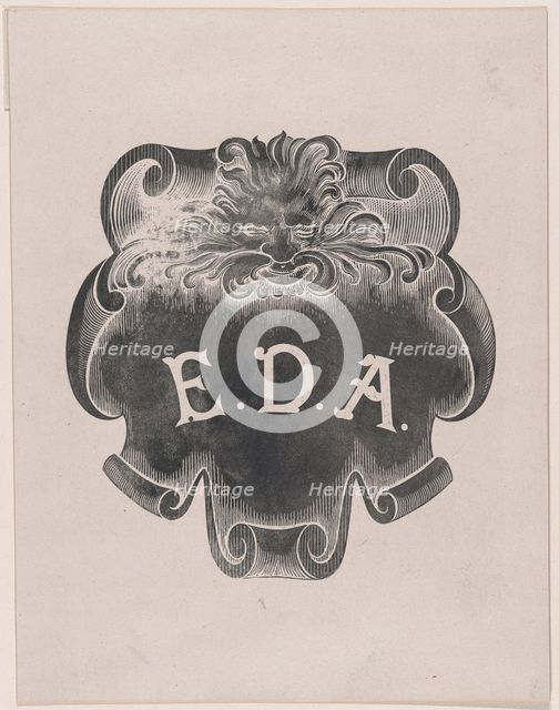 Counterproof of an impression from a name plate for Edward D. Adams, ca. 1892. Creator: Alphonse Legros.