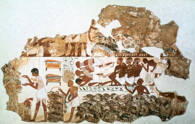 Counting the geese: fragment of wall painting from the tomb of Nebamun, Thebes, Egypt, c1350 BC. Artist: Unknown