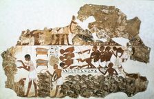 Counting the geese: fragment of wall painting from the tomb of Nebamun, Thebes, Egypt, c1350 BC