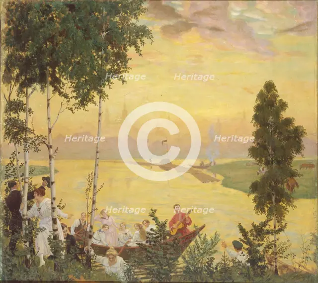 Country Trip, 1918. Artist: Kustodiev, Boris Michaylovich (1878-1927)