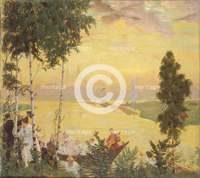 Country Trip, 1918. Artist: Kustodiev, Boris Michaylovich (1878-1927)
