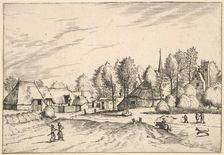 Country Village with Church Tower from Multifariarum casularum ruriumque lineamenta cur..., 1559-61. Creator: Johannes van Doetecum I