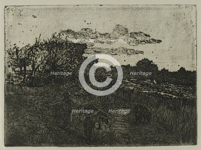 Country at Sunset with Swineherds, n.d. Creator: Giovanni Fattori.