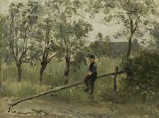 Country Boy on a Pole Barrier, 1900-1911. Creator: Jozef Israels