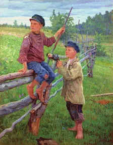 Country Boys 1936. Creator: Bogdanov-Belsky, Nikolai Petrovich (1868-1945)