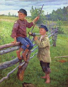 Country Boys 1936. Creator: Bogdanov-Belsky, Nikolai Petrovich (1868-1945)