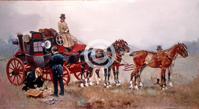 Country Day', oil on canvas by Josep Cusachs.