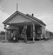Country filling station owned and operated by tobacco farmer, Granville County, North Carolina, 1939 Creator: Dorothea Lange
