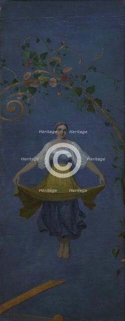 Country Girl on a swing. Artist: Venetsianov, Alexei Gavrilovich (1780-1847)