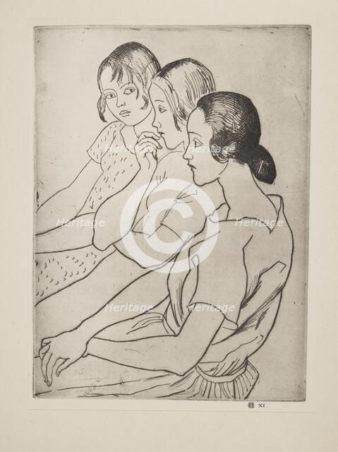 Country Girls, pub. 1927. Creator: Laura Knight (1877 - 1970).