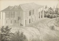 Country house with colonnade in Kramat in Batavia, 1840. Creator: Anon