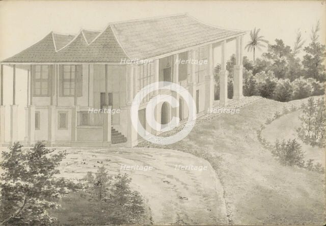 Country house with colonnade in Kramat in Batavia, 1840. Creator: Anon.