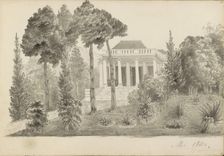 Country house with landing and garden, presumably in the Dutch East Indies, 1841. Creator: Anon