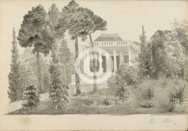 Country house with landing and garden, presumably in the Dutch East Indies, 1841. Creator: Anon.