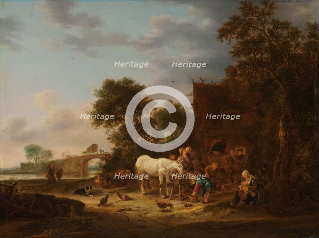 Country inn with a horse at the trough, 1643. Creator: Isaac van Ostade.