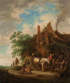 Country inn with horse and wagon, 1640-1649. Creator: Isaac van Ostade