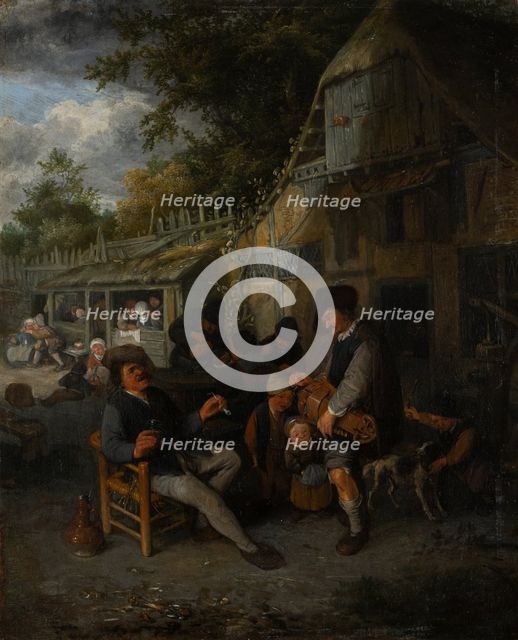 Country Inn with Hurdy-Gurdy Player, 1681. Creator: Cornelis Dusart.