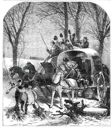 Country Road Scene in Winter - drawn by Foster, 1850. Creator: Edmund Evans