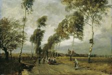Country road with birch alley, 1893. Creator: Hugo Charlemont