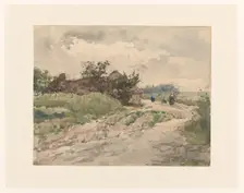Country road with some figures, leading to a farm, 1845-1925. Creator: Julius Jacobus van de Sande Bakhuyzen