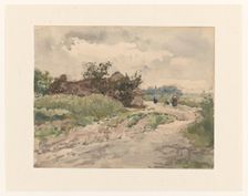 Country road with some figures, leading to a farm, 1845-1925. Creator: Julius Jacobus van de Sande Bakhuyzen