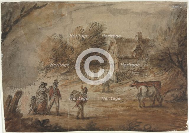 Country Scene with Soldiers. Creator: Henry William Bunbury (British, 1750-1811).
