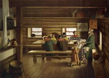 Country School in Moscow, Russia 1907. Artist: Boris Mikhajlovich Kustodiev