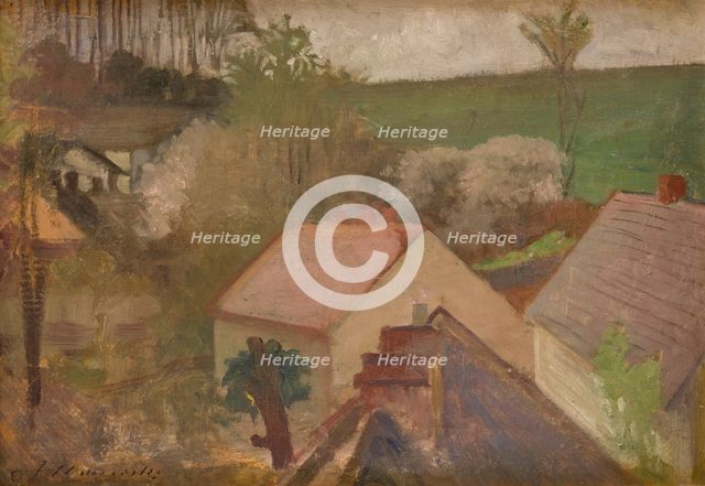 Countryside Landscape with Houses, between 1904-1908. Creator: Jacek Malczewski.