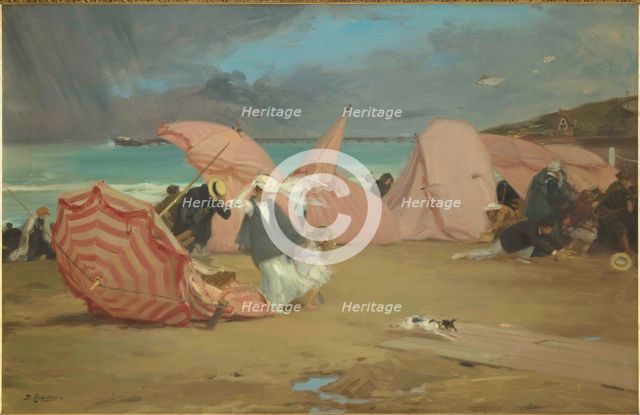 Coup de vent à Trouville (Gust of wind at Trouville), before 1907. Creator: Etcheverry, Hubert-Denis (1867-1952).