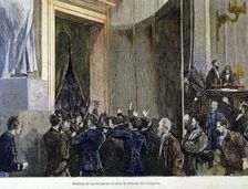 Coup d'état, entry of the troops of General Pavia in Congress, Manuel Pavia (1827-1895), engravi…