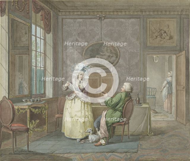 Couple making music in an interior, 1763-1800. Creator: Jacobus Johannes Lauwers.