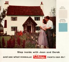 Couple outside a cottage, 1950s. Creator: Unknown