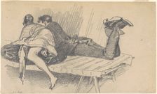 Couple on a Cot, c. 1874-1877. Creator: John Singer Sargent