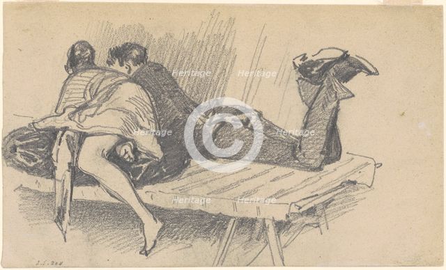Couple on a Cot, c. 1874-1877. Creator: John Singer Sargent.