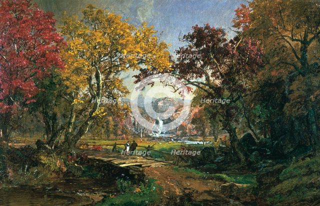 'Couple on a Bridge', 1876 Artist: Jasper Francis Cropsey