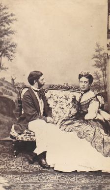 Couple on a Settee, 1860s. Creator: Unknown