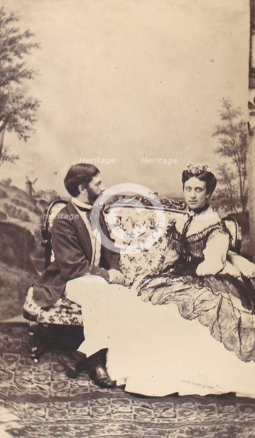 Couple on a Settee, 1860s. Creator: Unknown.