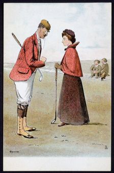 Couple on golf course, c1910s. Creator: Unknown