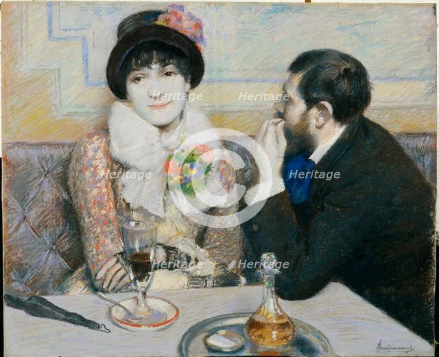 Couple At Cafe, ca 1885.