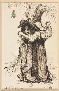 Couple Courting by a Tree, 1871. Creator: Léon Bonnat (French, 1833-1922)